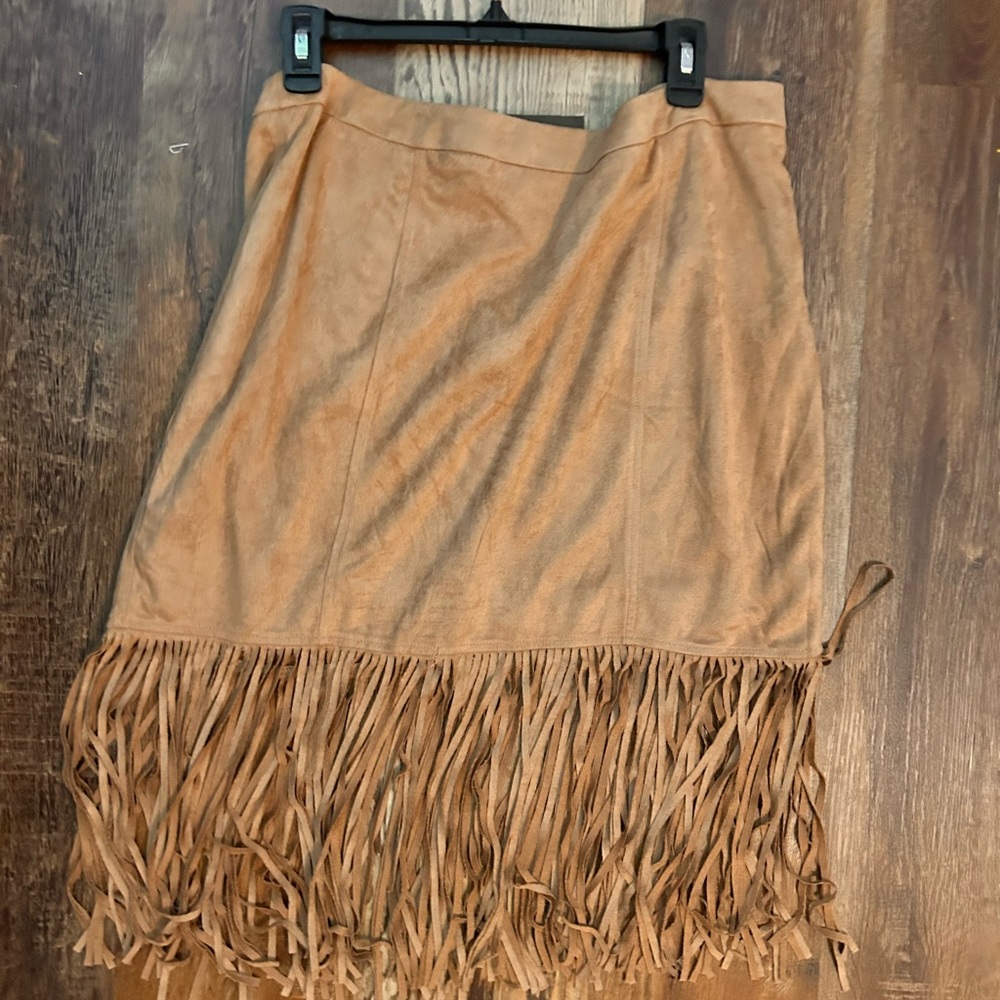 Suede Fringe Skirt